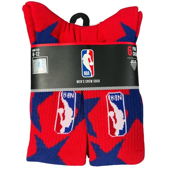 NBA Logoman Mens 6-12 Red White Blue Crew Sock NWT - Picture 2 of 7